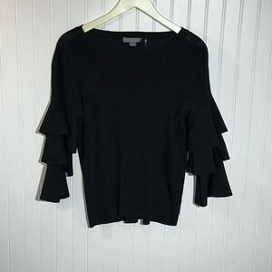 Metric Ruffle Sleeve Sweater Top Women’s XLarge Black Scoop Neck Long Sleeve